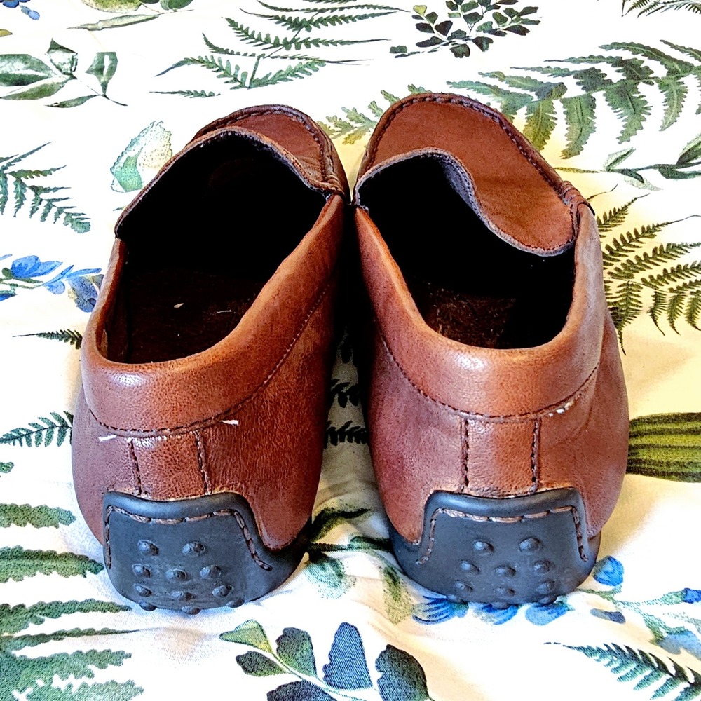 Born Crown W8444 Leather Driving Loafers Womens 8 Brown Moc Toe Slip On Flats - Picture 4 of 7